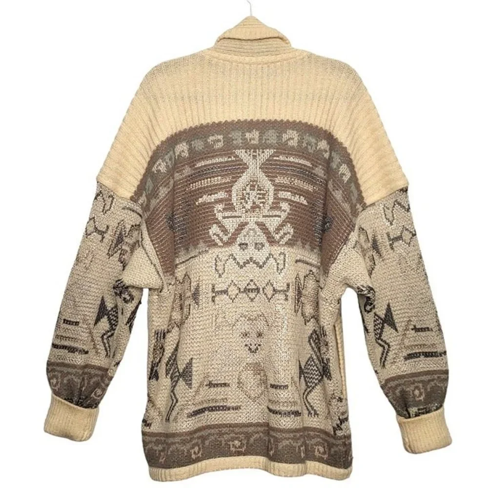 Vintage BOGNER Cardigan Aztec Cat Print Nordic Outdoor Mohair Sweater WOMENS 10 - Picture 5 of 11